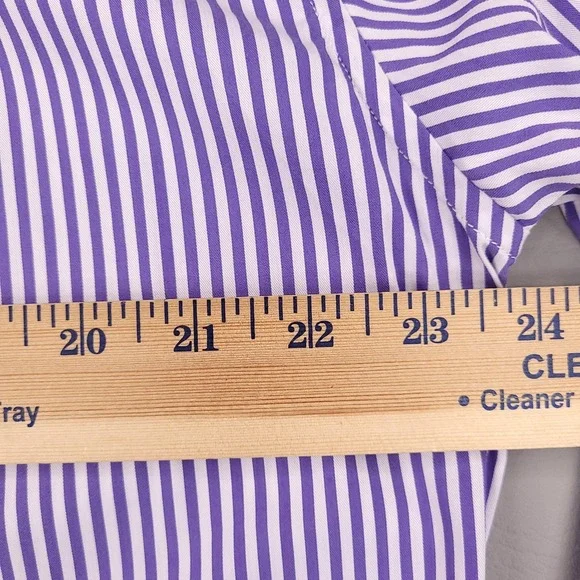 Johnnie-O Shirt Mens XL Purple White Stripe Button Down Bamboo Stretch Pocket - Picture 9 of 11